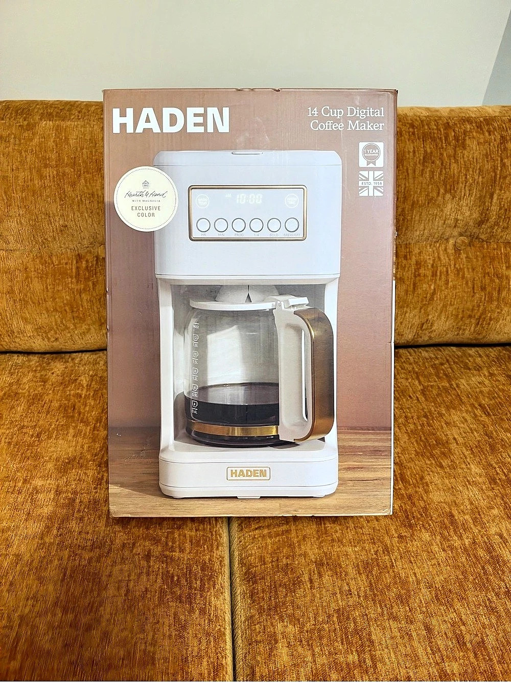 HADEN 14 Cup Digital Coffee Maker White & Brown